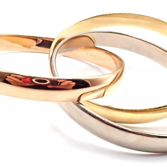 Authentic! Cartier 18k Tricolor Gold 101.5 Grams Rolling Trinity Bangle Bracelet - Picture 5 of 11
